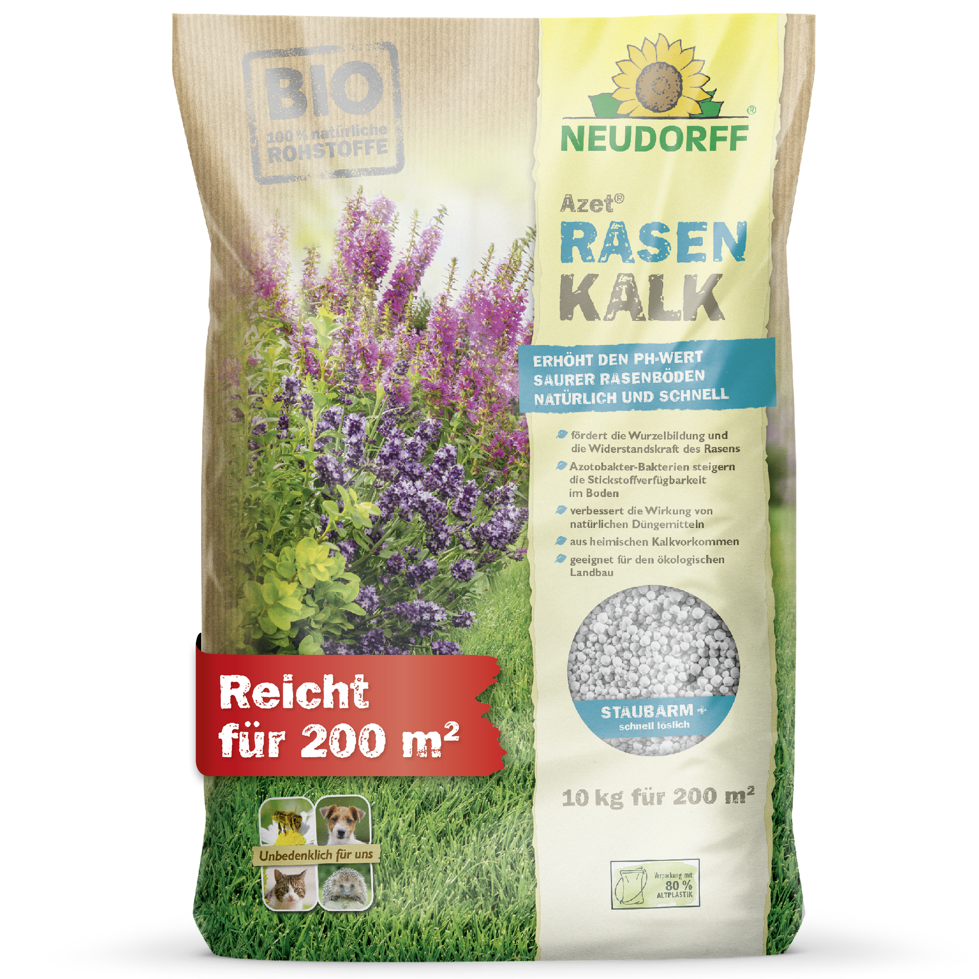 Azet Rasenkalk entsäuert natürlich deinen Rasenboden