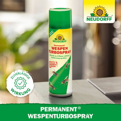 Wie werde ich Wespen schnell los? Mit dem Permanent WespenTurbospray von Neudorff bekämpft man Wespen und Wespennester aus einer sicheren Distanz zuverlässig!