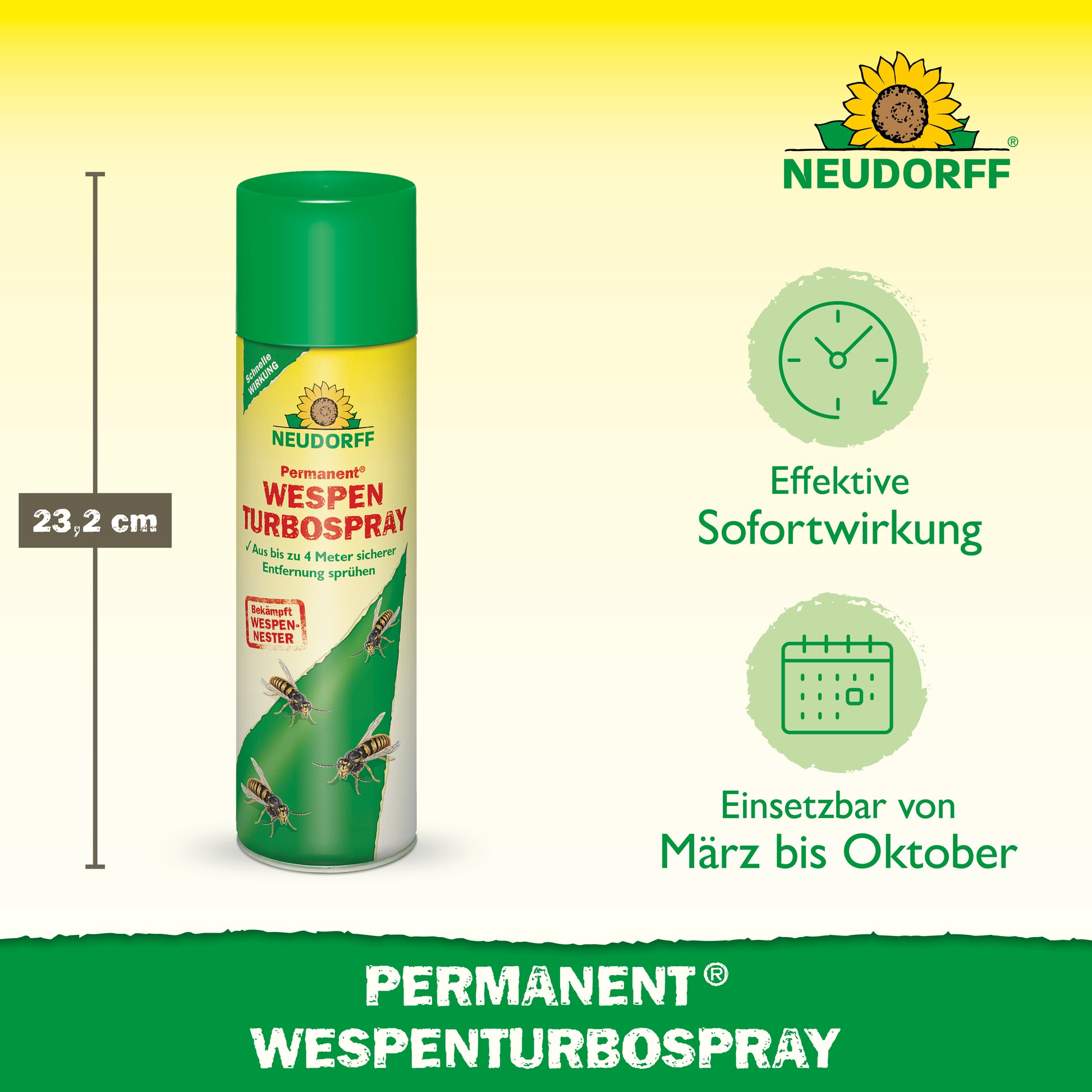 Mit dem Permanent WespenTurbospray von Neudorff bekämpft man Wespen und Wespennester mit effektiver Sofortwirkung
