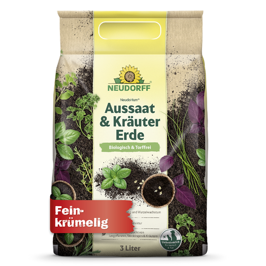 Neudohum Aussaat- und Kräutererde von  Neudorff für leckere, aromatische Kräuter fördert die Keimung und das Wurzelwachstum natürlich und torffrei