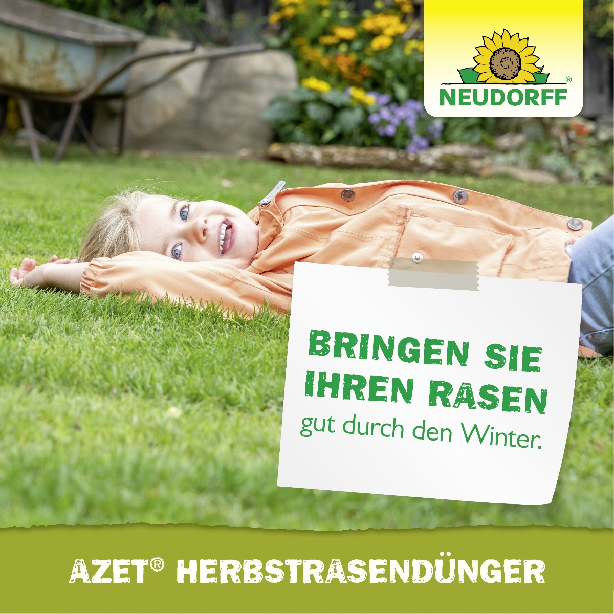 Azet Herbstrasendünger von Neudorff bringt den Rasen gut durch den Winter
